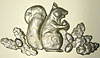 Squirrel. With acorn, facing right. 4.5” x 7.5”