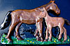 Mare & foal. Facing each other. 3.5” x 5.5”