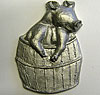Pig in barrel Facing front/right. 4” x 3”